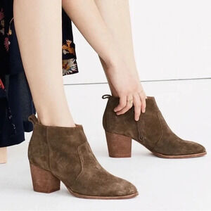 MADEWELL The Brenner Suede Booties Ankle Boot Brown Size 8.5
